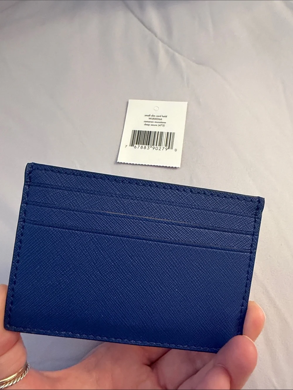 kate spade deep azure textured leather card holder